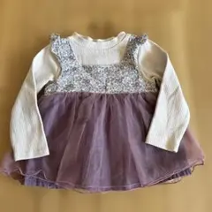 Petit main長袖花柄チュールカットソー