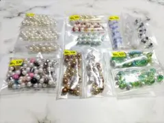 No.513 【6点セット】3連パールとパールとガラスビーズパーツ 30個など