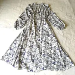 【極美品】FRAY I.D ウエストシャーリングフラワーフレアロングワンピース