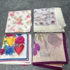 【未使用】ブランドハンカチ 4枚セット ニナリッチ ウンガロ 花柄 レース