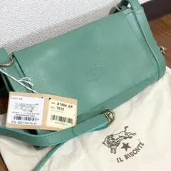 イルビゾンテ フラップ レザー ショルダーバッグ グリーン系 KSFa