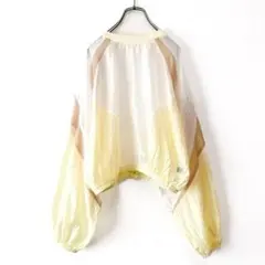 美品 Six M フーズフーギャラリー シアーメッシュ切り替えクルー イエロー