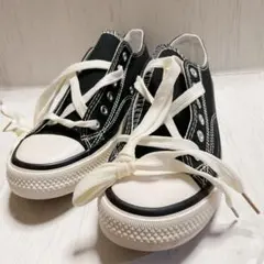 【キャンバス スニーカー】 男女兼用 24.5㎝ 黒 運動靴 ジュニア