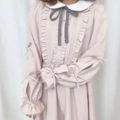 Honey Cinnamon ハニーシナモン　袖リボンワンピース ピンク