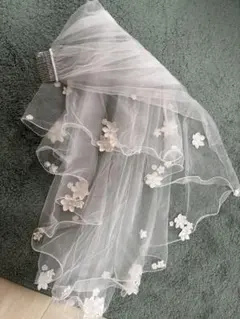 ウェディングベール 花モチーフ 二段フリル