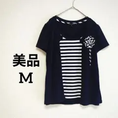 美品✨ローラアシュレイ　半袖　カットソー　ボーダー　ネイビーのサムネイル