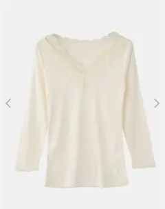 チュチュアンナ まるで毛布インナー レースVネック 8分袖 薄手 Mサイズ