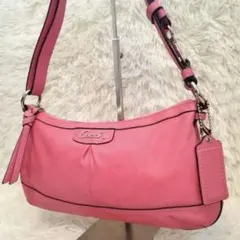■希少色■COACH オールレザー ショルダーバッグ ピンクのサムネイル