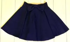 ByeBye リボン フレア ミニスカート 紺 未使用品