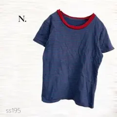 エヌナチュラルビューティーベーシック/半袖Tシャツ/Ｍ/コットン/ボーダー/赤青のサムネイル