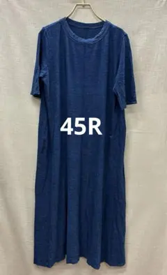 K353◯ 45R 45rpm コットンワンピース 半袖 インディゴのサムネイル