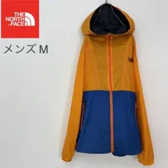 ノースフェイス ウインドブレーカー オレンジ×ブルー メンズM