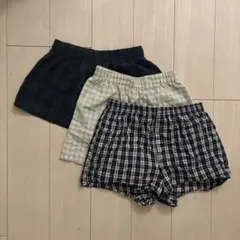 ショートパンツ トランクス　見せパン ルームウェア　3点セット　チェック柄
