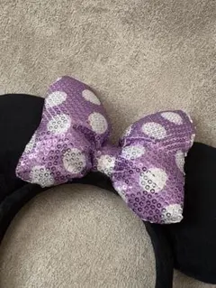 ミニー カチューシャ ディズニーリゾート TDL TDS 紫パープルスパンコール