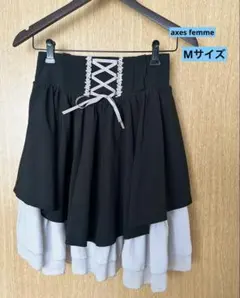 【axes femme】　アクシーズファム　ミニスカート　フレア　バイカラー　M