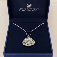 スワロフスキー　ネックレス　シェル　貝殻　オーロラ　ブルー　正規品　美品のサムネイル