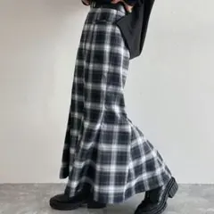 PAGEBOY ページボーイ マーメイドスカート オンブレチェック柄 黒系