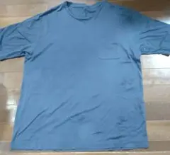 B&Y XL NAVY コットンクルーネックTシャツ(ポケット付)
