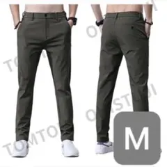 ストレッチ ダークグリーン M スポーツ ゴルフ 通勤 ロングパンツ 高品質