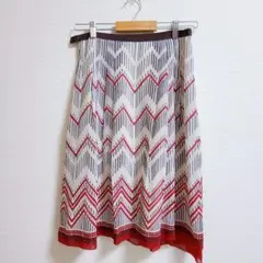 KEITH フレアスカート　赤　白　グレー　ストライプ