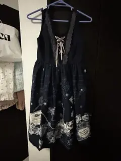 axes femmeネイビー ひざ丈 ノースリーブワンピース