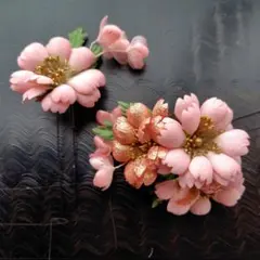 ピンクの花飾り かんざしセット