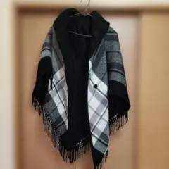 チェック柄フリンジショール
