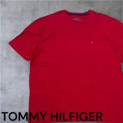 TOMMY HILFIGER Tシャツ XL 赤 ワンポイントロゴ 半袖 トミー