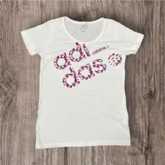美品 adidas NEO アディダス ネオ Tシャツ L ビッグロゴ 総柄 白