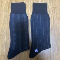 メンズソックス　ビジネス用　春夏　ネイビー　ストライプ　新品　2足組　25-27