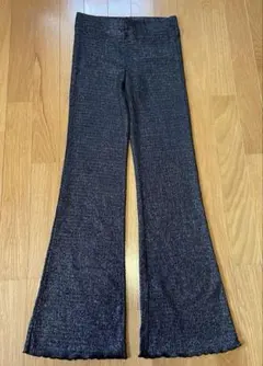 H&M フレアパンツ　ブラックラメ　XSサイズ