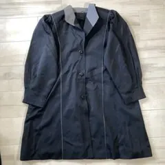 LLパイピング ロングコート 黒色日本製クラシカル昭和レトロモード上品レディース