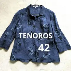 TENOROC 花柄リネン100% ブラウス シャツイタリー製生地 42日本製