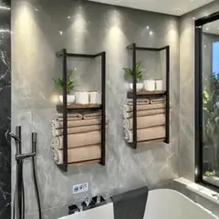 未使用品　お洒落なタオルラック　ウォールシェルフ