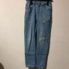 UNIQLO☆キッズ☆デニムパンツ☆ブルー☆140☆ダメージ加工