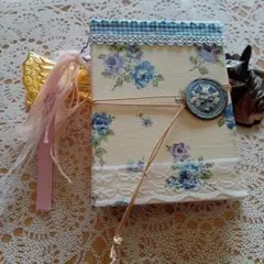 布製　ブルーローズ柄　ジャンクジャーナル雑記帳 匿名配送