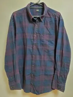 UNIQLO ネルシャツ 紫と青のチェック柄 XL ㊾