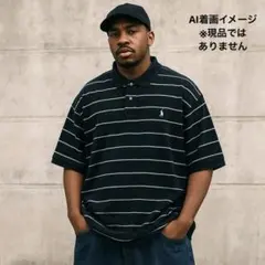 ポロラルフローレン ポロシャツ 2XL ボーダー 黒 白 ビッグサイズ