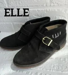 ELLE ショートブーツ 23.0cm ブラック スエード調 レディース