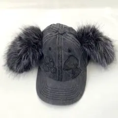 スヌーピーファー付きグレーキャップ