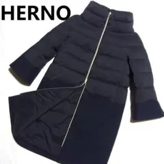 ヘルノ ウール 切替 スタンドカラー ダウン コート 38 PI0832D