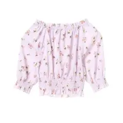 花柄 ブラウス オフショルダー earth アース ピンク ショート丈