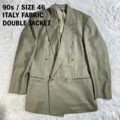 90s 伊生地 ダブルブレスト テーラードジャケット 46 M〜L相当 千鳥格子