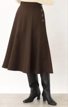 grove 腰回りはすっきり上品きれいが叶うフレアスカート サイズM brown