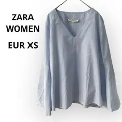 ZARAWOMAN　ザラウーマン　長袖シャツ　ブラウス　ライトブルー　ストライプ