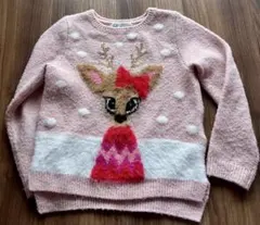 H&M 鹿デザイン セーター 104cm ピンク