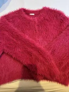 ファー風ピンクカーディガン 長袖