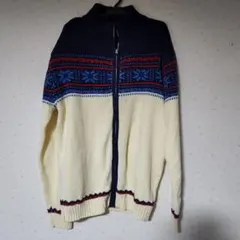 ノルディック柄カーディガン 長袖 アイボリー