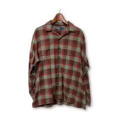 ラルフローレン 開襟 オンブレチェックシャツ vintage camp 90s