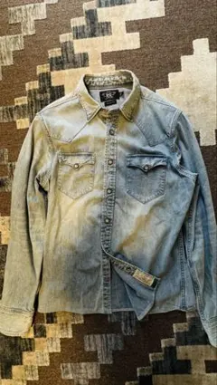 【美品】RRL ダブルアールエル ウエスタンデニムシャツ インディゴ Mサイズのサムネイル